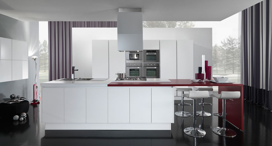 Kitchen design with red and white cabis ego by vitali cucine ...