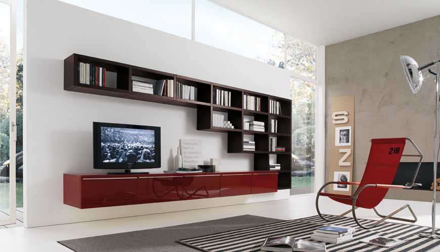 20 Modern Living Room Wall Units for Book Storage from Misuraemme