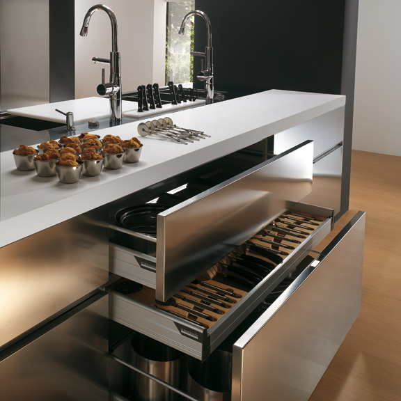 Contemporary Stainless Steel Kitchen Cabinets - Elektra ...