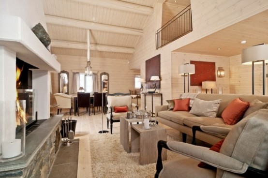 Cozy And Inviting Beige Interior With Lots Of Wood