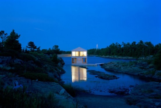 Floating Cedar House On The Side Of Lake Huron