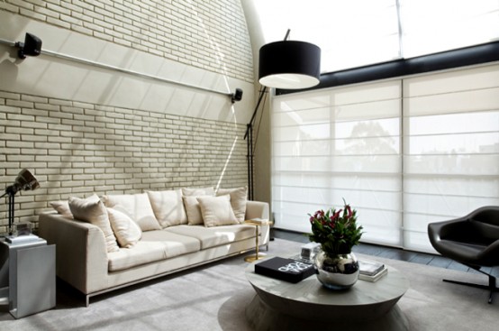 Idustrial Loft Design With Brick Walls