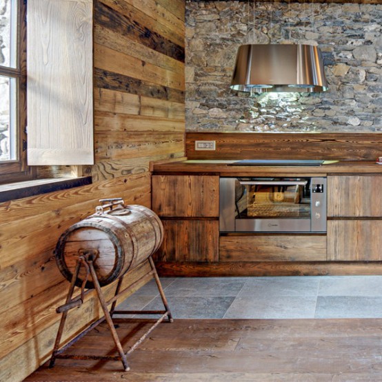 Inviting Italian Chalet Completely From Wood And Stone