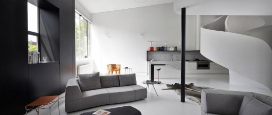 Minimalist White Loft Design With Sculptural Accents