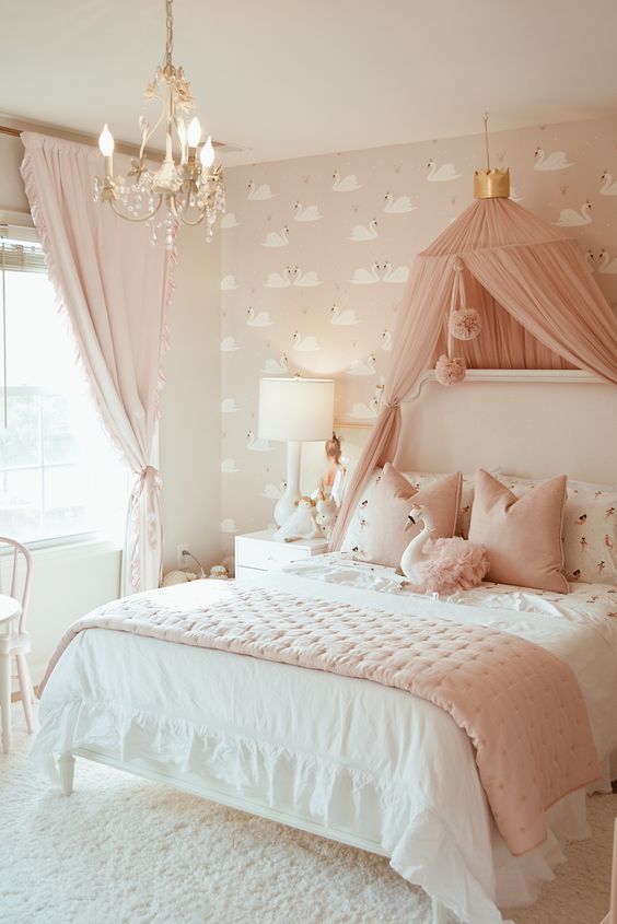 beautiful bedroom for teenage girl with pink color