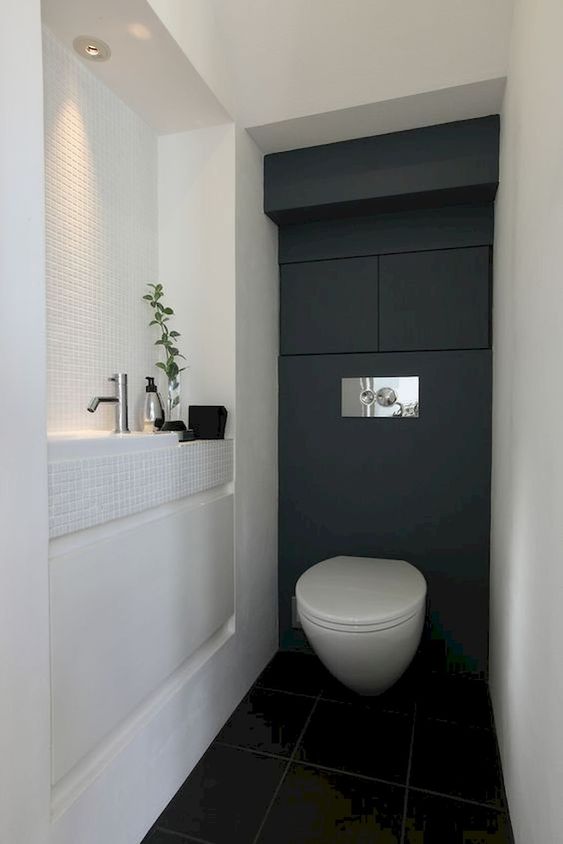 33 idées pour des toilettes chics et tendance !  Small downstairs toilet,  Bathroom design small, Toilet room decor
