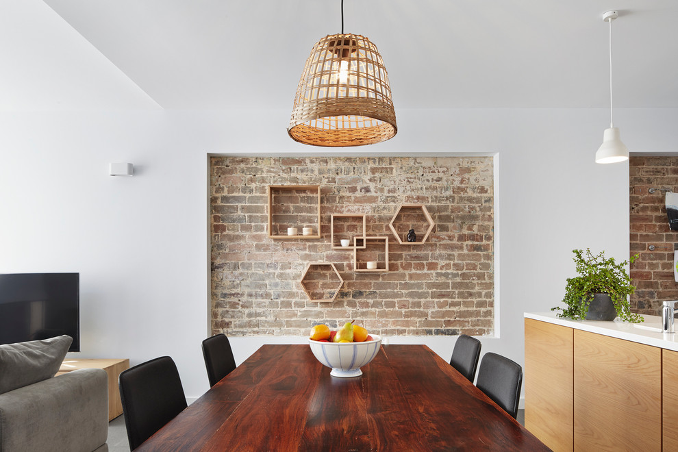 brick wall dining room