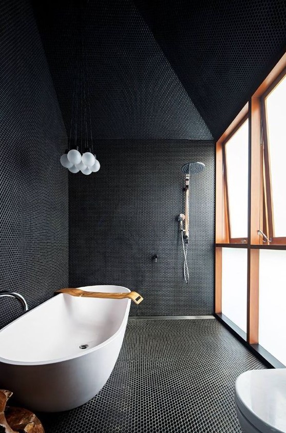 69 Almost Pure Black Bathroom Design Ideas - DigsDigs