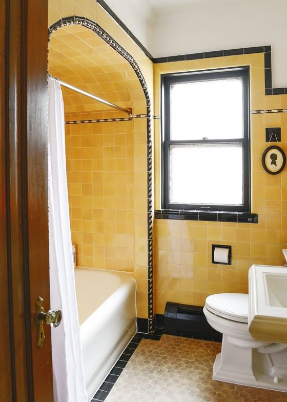 yellow tile bathroom decorating ideas