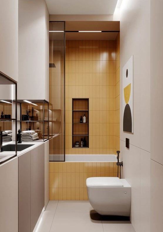 57 Sunny Yellow Bathroom Design Ideas - DigsDigs
