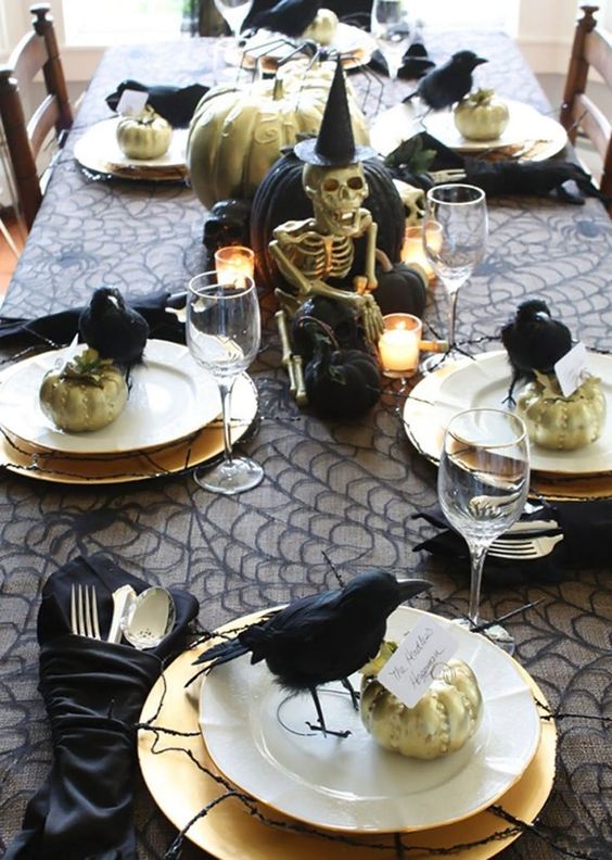 Elegant Halloween Tablescape with Upcycled Decorations - Honestly Modern