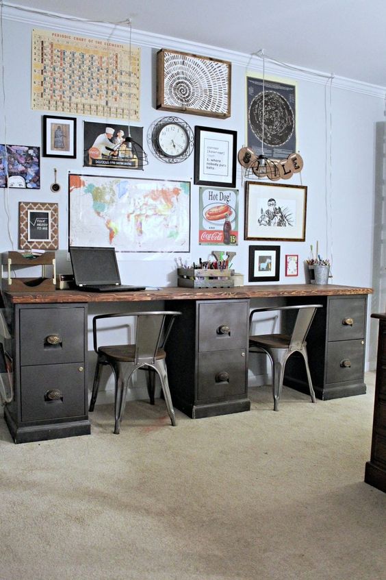 Industrial Executive Desk on Casters with Storage