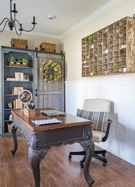 Work In Coziness: 40 Farmhouse Home Office Décor Ideas - DigsDigs