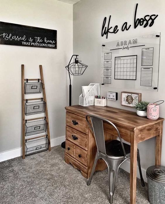 Work In Coziness: 40 Farmhouse Home Office Décor Ideas - DigsDigs