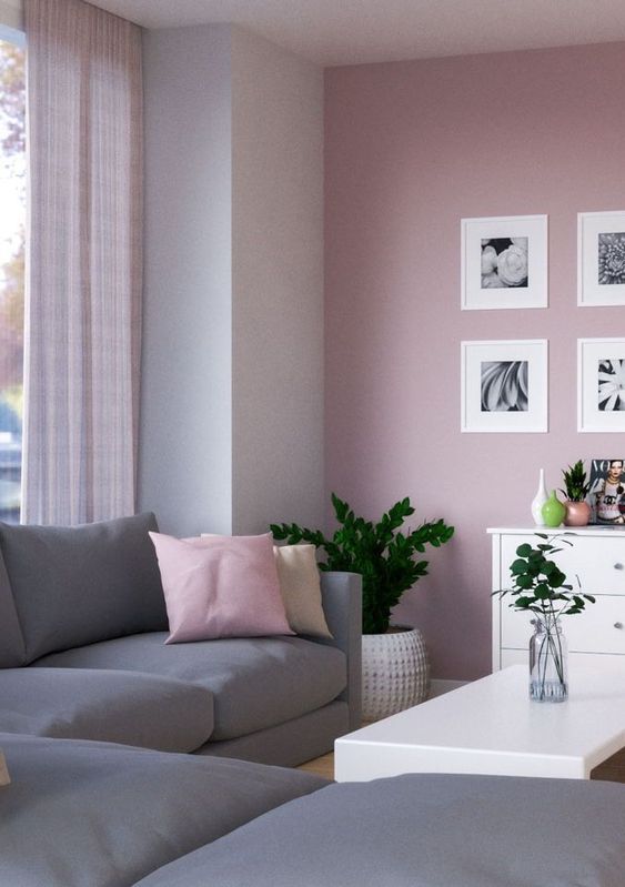 Pink Two Colour Combination For Bedroom Walls - Housing