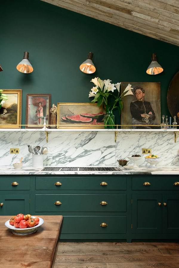 Victorian Green, Marble And Brass Kitchen Design - DigsDigs