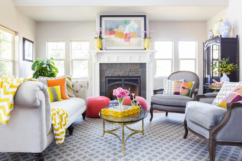 pink and yellow living room ideas