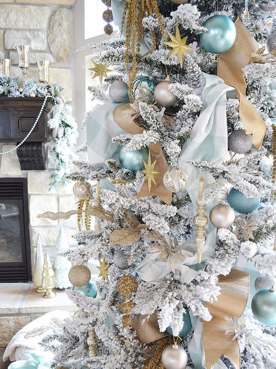 blue silver and gold christmas tree