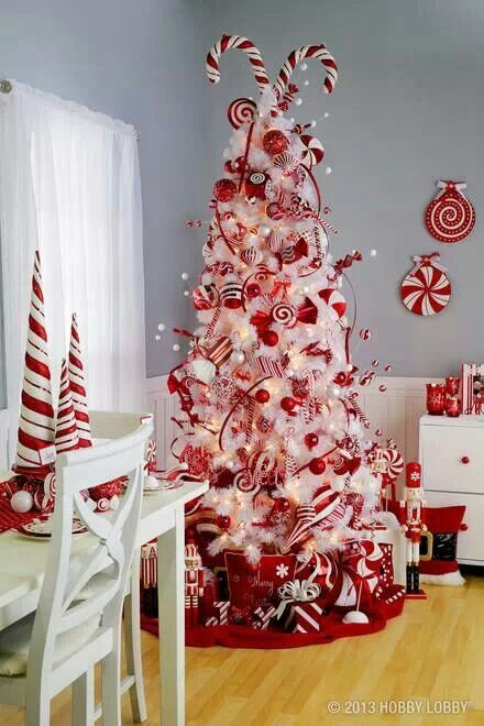 red and white trees white christmas themes