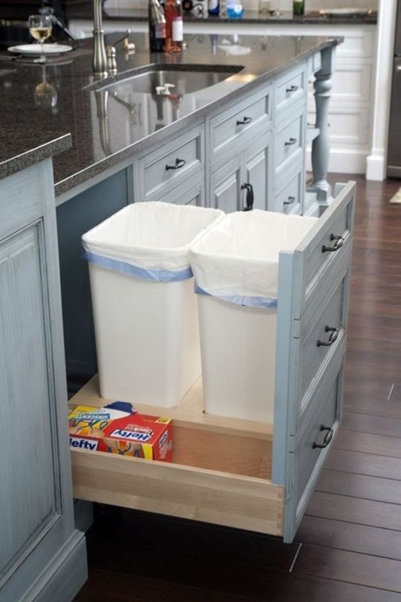 07 A Pull Out Drawer With Trash Cans Is A Comfy Solution That Works For Any Kitchen 