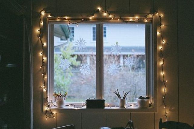 country kitchen string light idea