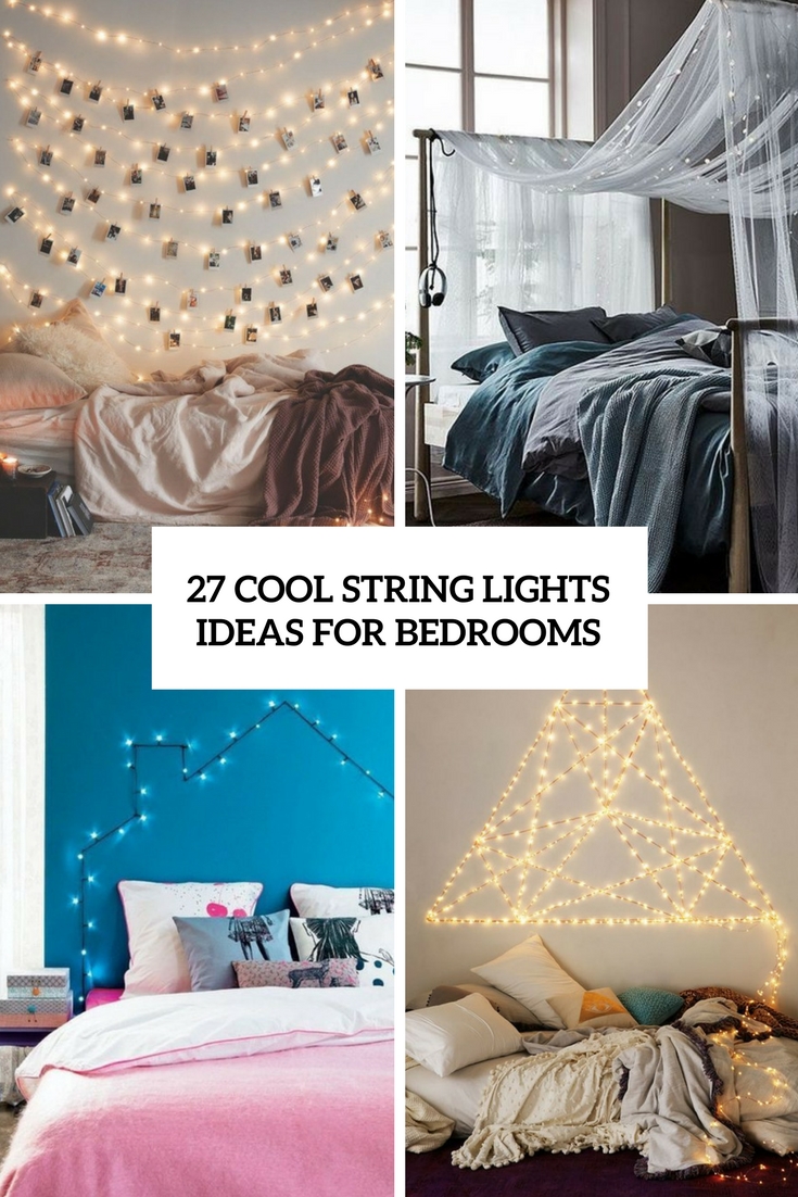 hanging string lights in bedroom