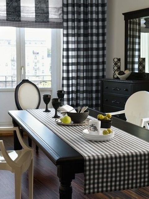 https://www.digsdigs.com/photos/2018/03/23-buffalo-check-curtains-and-a-mtching-table-runner-for-a-refined-black-and-white-dining-space.jpg