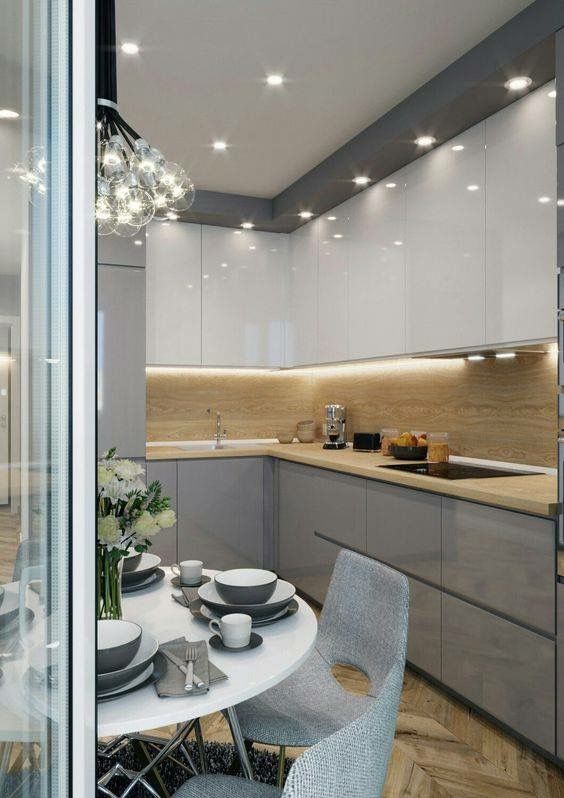 Light Wood Kitchen Backsplash a glossy minimalist kitchen with built in lights and a light colored wood backsplash