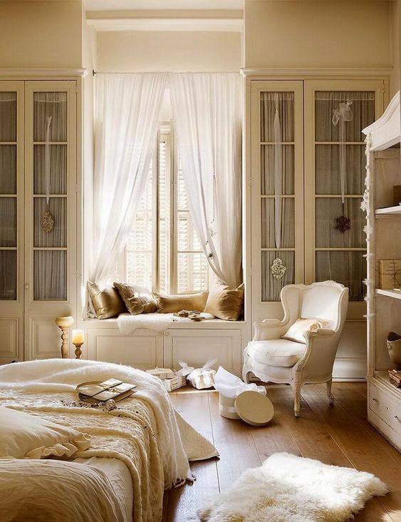 25 Ways To Add An Edgy Feel To Your Space DigsDigs   05 A Warm And Refined French Country Chic Bedroom With A Window Seat 