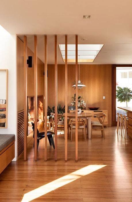 15 Such A Slight Wood Room Divider Is Great To Gently Hint On The Separation Of The Living And Dining Rooms 