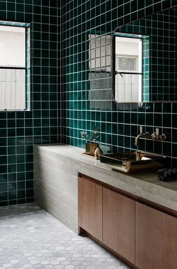green bathroom tiles design