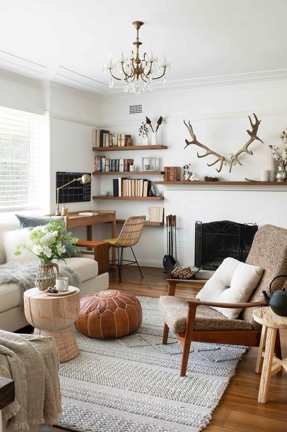 85 Cool Home Office Nooks In Living Rooms - DigsDigs