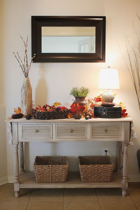 decorating a console table in entryway