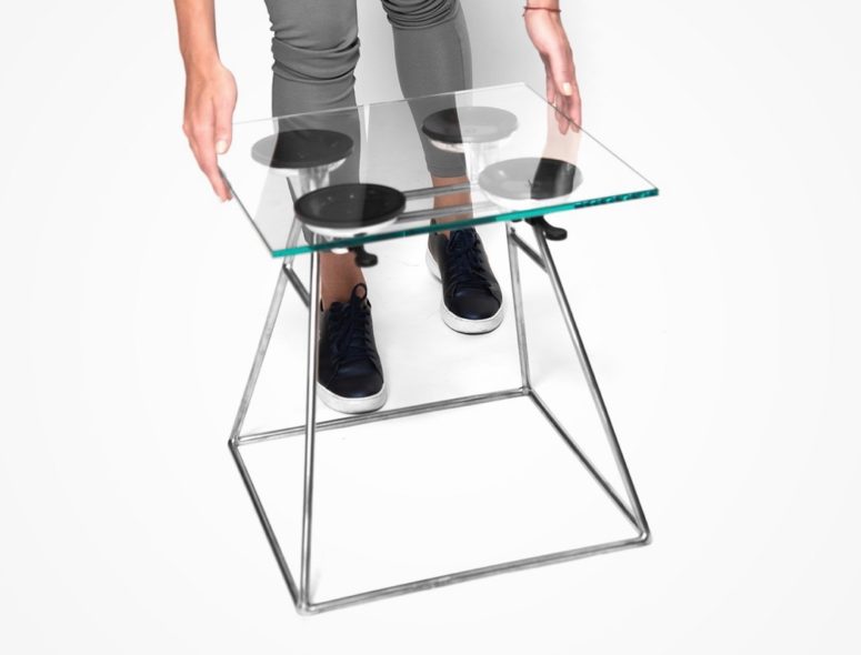 Edgy Suction Stool Of Glass And Metal Digsdigs