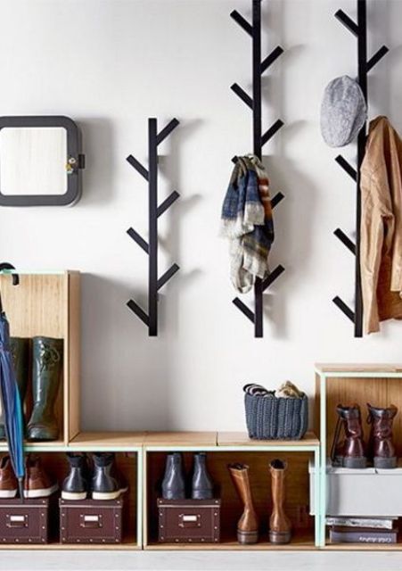 wall mounted coat rack tree