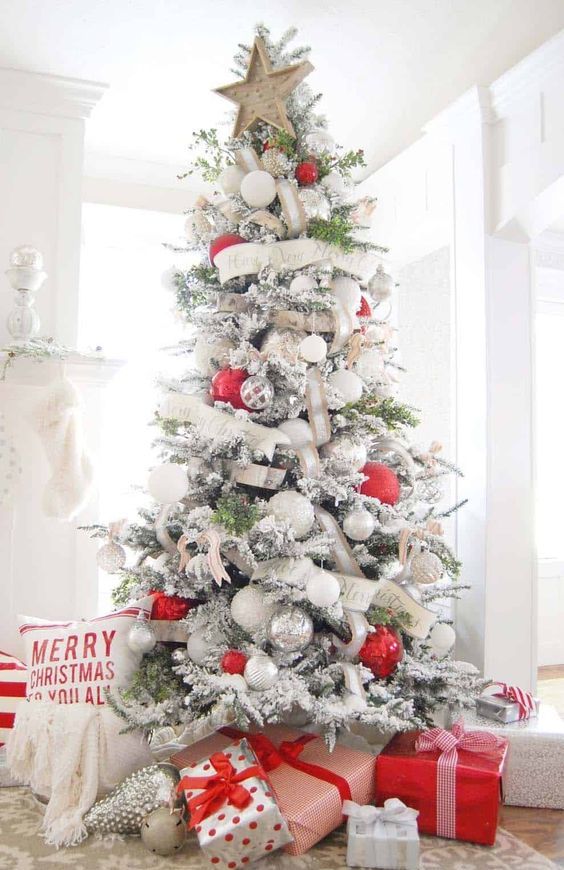 https://www.digsdigs.com/photos/2019/12/06-a-chic-flocked-Christmas-tree-with-white-and-burlap-ribbons-white-and-metallic-ornaments-and-oversized-red-ones.jpg