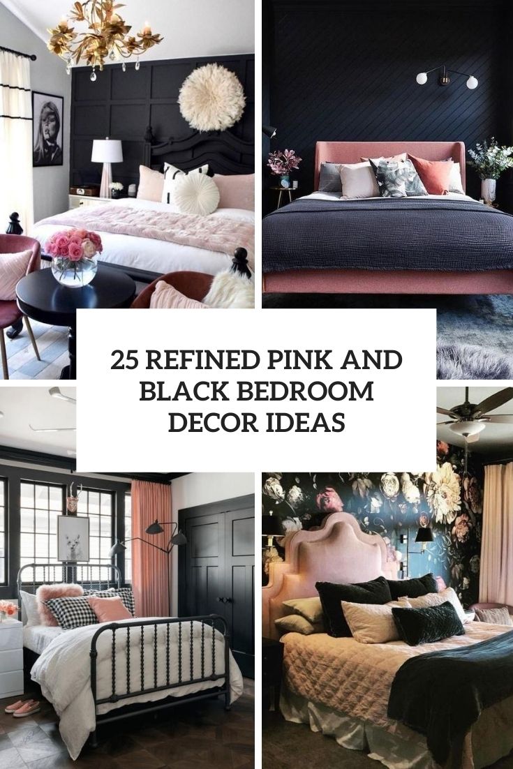 refined pink and black bedroom decor ideas cover