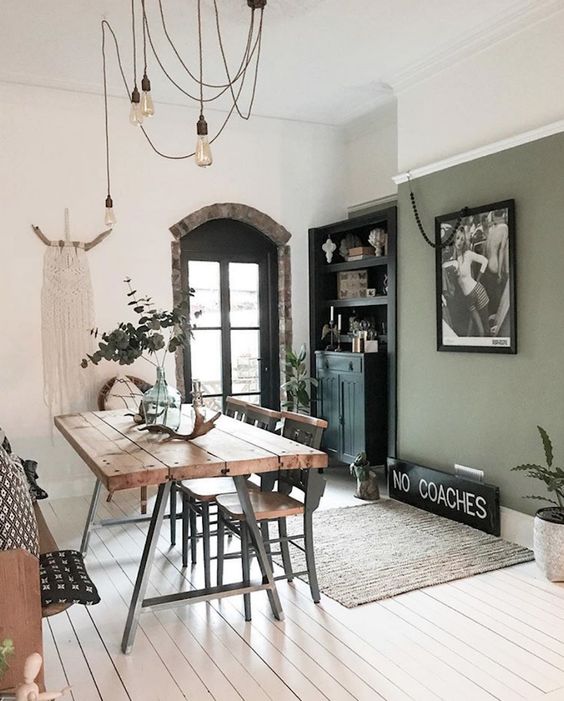 awesome green paint color for accent wall living room