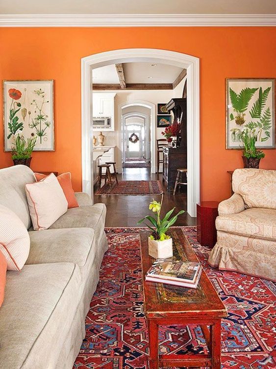 light orange living rooms