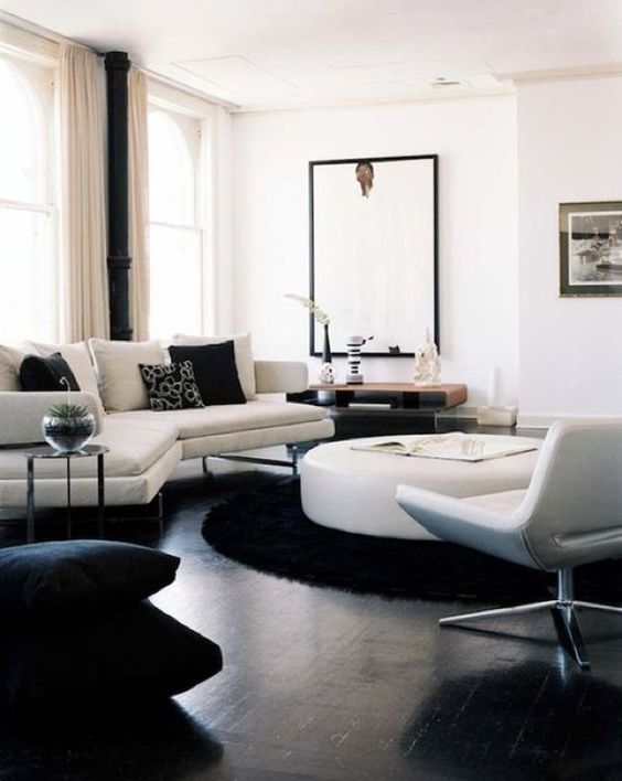 White Modern Sofa with White Pillows - Transitional - Living Room