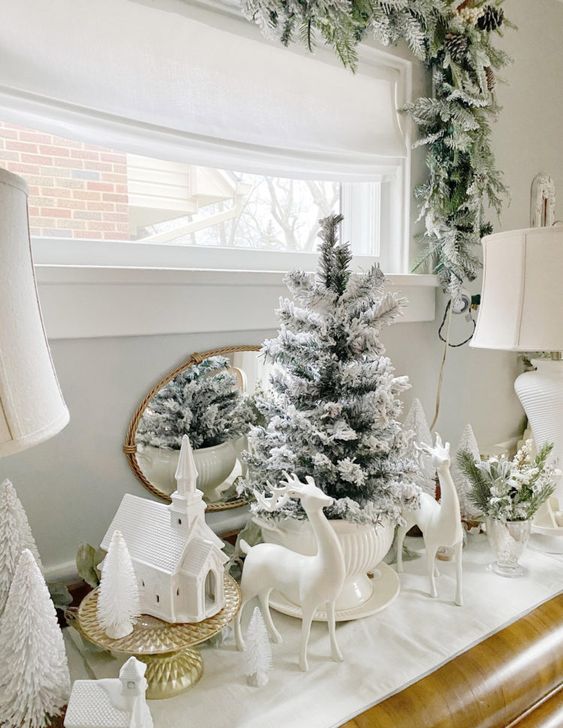 https://www.digsdigs.com/photos/2021/11/lovely-winter-wonderland-decor-with-deer-figurines-a-church-bottle-brush-and-a-usual-flocked-Christmas-tree-in-a-super-bowl-is-very-chic.jpg