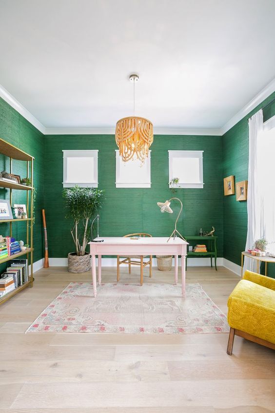 Spring Green Grasscloth Wallpaper – Mintwood Home