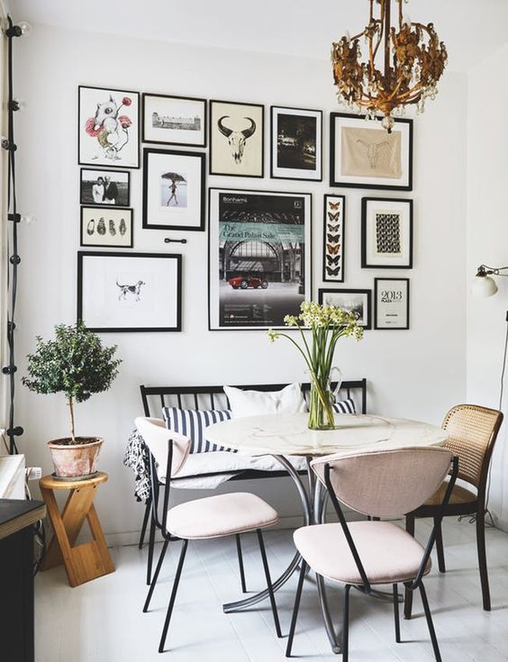 60 Chic Gallery Wall Ideas For Dining Rooms - DigsDigs