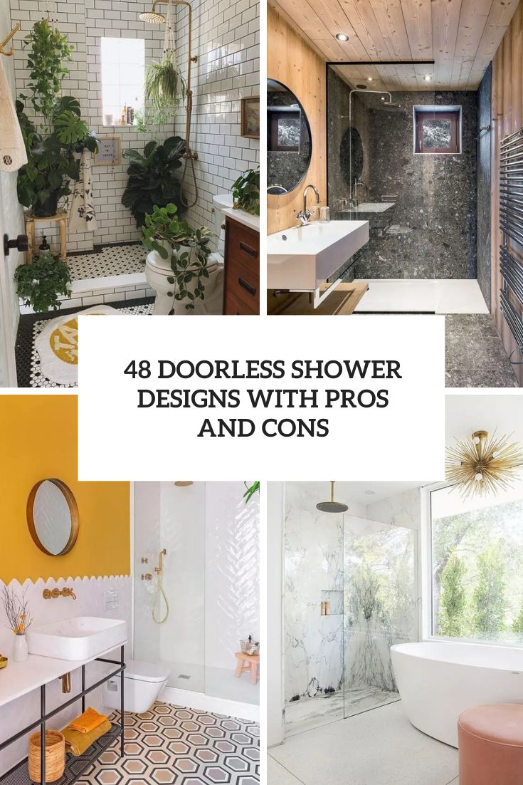 doorless shower dimensions
