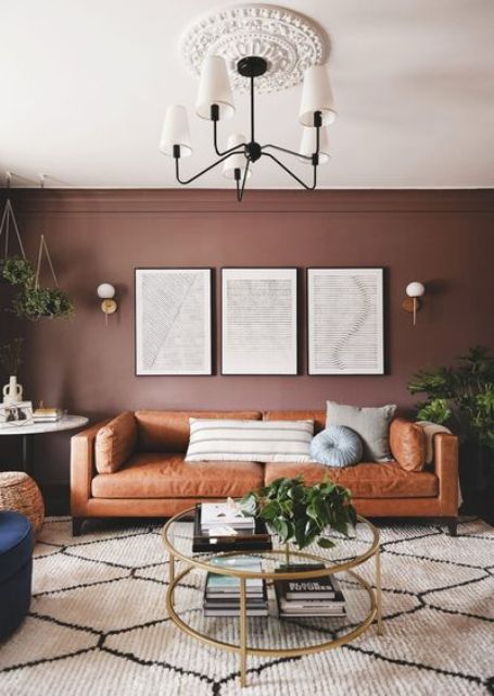 Shelf above brown sofa?  Family room wall decor, Family room walls, Decor  home living room