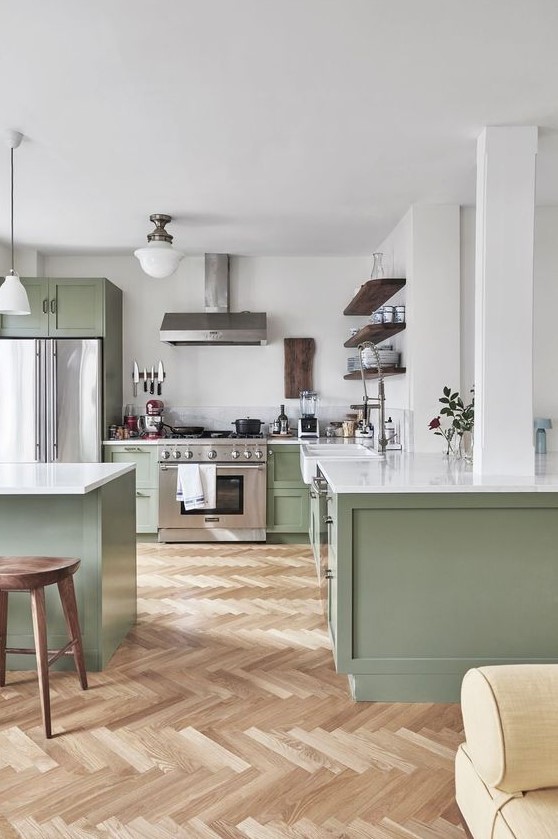 50 Stylish And Welcoming Sage Green Kitchens - DigsDigs