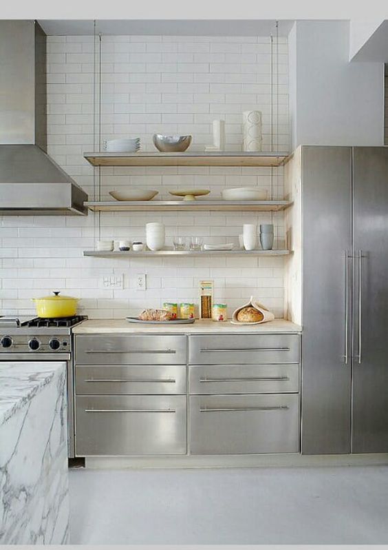 Stainless Steel Kitchen Countertops and Shelves - Contemporary - Kitchen