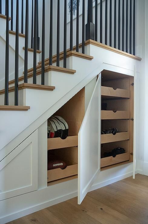 Hidden Storage Under Stairs (with Modern DIY Basement Railing