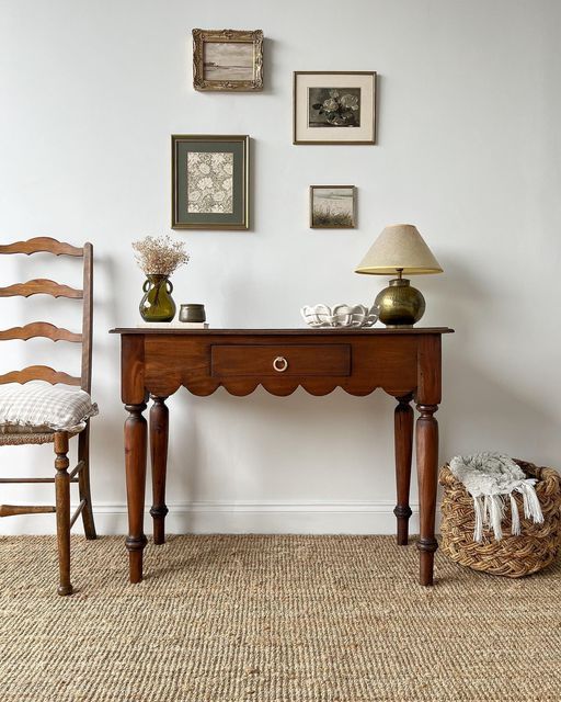 7 Furniture Trends For 2024 And 55 Ideas DigsDigs   43 A Refined Rich Stained Console Table With A Scallop Edge And Vintage Legs As An Antique Find For A Space 