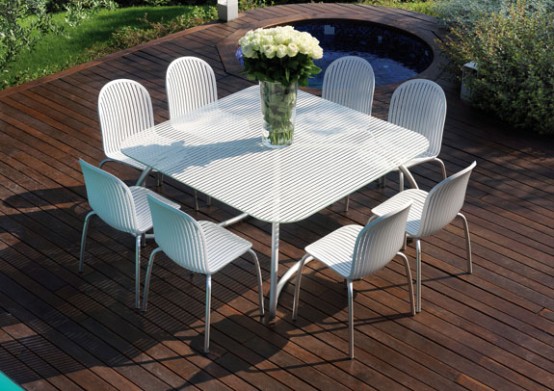 Modern White Outdoor Tables and Chairs - Loto & Ninfea from Nardi
